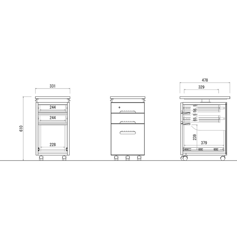 3000 SIDE CABINET WITH WHEELS